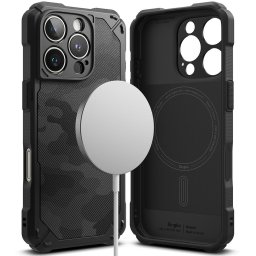 Husa Ringke Rugged Gear MagSafe Camo - Husă telefon - compatibil cu Apple iPhone 16 Pro - MagSafe - culoare Negru