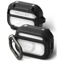 Husa Ringke UX MagSafe pentru Apple AirPods Pro 3, design negru transparent