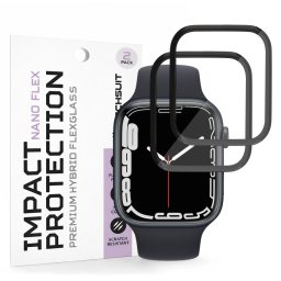Folie pentru Apple Watch 7 / 8 / 9 45mm (set 2) - Techsuit Nano Flex - Black