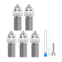 Set de duze din otel calit pentru ELEGOO Neptune 4 / 4 Pro (0,4 mm x 3, 0,6 mm x 1, 0,8 mm x 1)