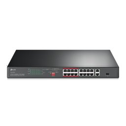 SWITCH TP-LINK 16 porturi, 16× PoE+ 10/100 Mbps RJ45, 2× Gigabit RJ45,1 x combo Gigabit SFP slot, carcasa metal "TL-SL1218P" (timbru verde 2 lei)