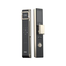 Set maner smart si broasca, model VetroLock, aluminiu/sticla securizata, finisaj negru