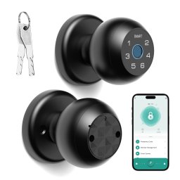Set buton smart si broasca, model Rondox, finisaj negru