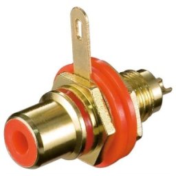 Conector / Mufa RCA Mama pt Montare pe Panou, Inel Rosu, Goobay