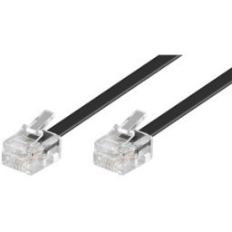 Cablu Telefon RJ11 Tata - RJ11 Tata, 15m, Negru Goobay