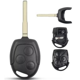 Carcasa cheie auto Techstar compatibila cu Ford Focus/Mondeo/Fiesta/Transit, 3 butoane, lamela HU101, neagra – fara electronica