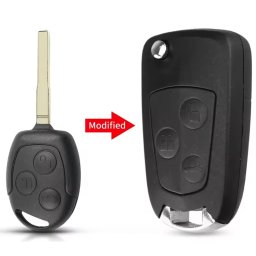 Carcasa cheie auto Techstar kit conversie briceag (flip) compatibila Ford Focus/Mondeo/Fiesta/Transit, 3 butoane, lamela HU101, neagra – fara electronica