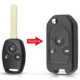 Carcasa cheie auto pliabila transformatoare, compatibila cu Honda Accord, Civic, CR-V, Pilot, Fit, 3 butoane, lama inclusa, fara electronica