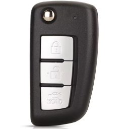 Carcasa cheie auto pliabila Techstar compatibila cu Nissan Qashqai, Juke, Sunny, 3 butoane, buton HOLD portbagaj, lama inclusa, fara electronica