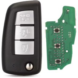 Cheie auto completa cu telecomanda Techstar compatibila cu Nissan Qashqai J11, Pulsar C13, Juke F15, X-Trail T32, Micra, 3 butoane, 433 MHz, 4A PCF7952E, CWTWB1G767