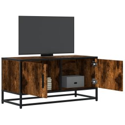 Dulap TV stejar fumuriu, 80x34,5x40 cm, lemn prelucrat si metal GartenMobel Dekor