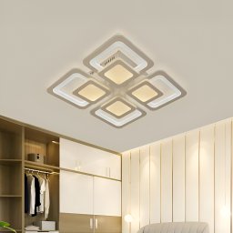 Lustra LED SUSAN 96W cu telecomanda, 4 patrate, dimabila, alb mat