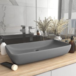 Chiuveta dreptunghiulara lux gri deschis mat 71x38 cm ceramica GartenMobel Dekor
