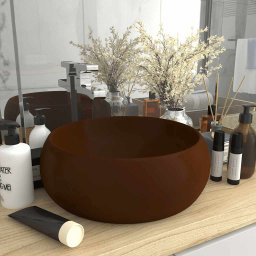 Chiuveta de baie lux maro închis mat 40x15 cm ceramica rotund GartenMobel Dekor