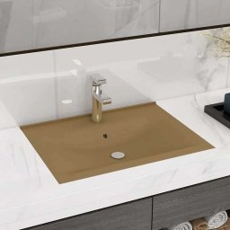 Chiuveta baie lux, orificiu robinet crem mat 60x46 cm ceramica GartenMobel Dekor
