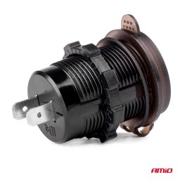 Incarcator auto USB dublu AMIO QC3.0 12/24V cu voltmetru digital