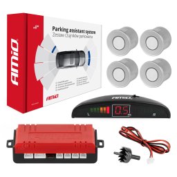 Senzori de parcare AMIO cu afisaj LED si 4 senzori argintii 22 mm