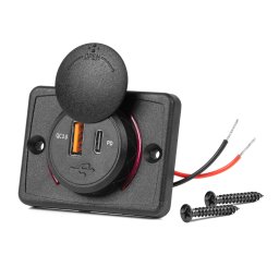 Priza USB auto 12-24V cu USB si USB-C QC3.0, rezistenta la apa