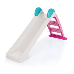Tobogan pentru copii din plastic, alb si roz, pentru interior si exterior