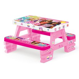 Masuta de picnic Barbie pentru copii, din plastic, 4 locuri
