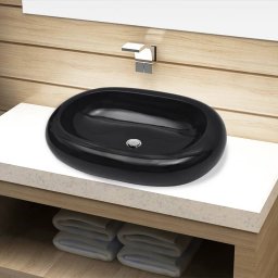 Chiuveta de baie din ceramica, ovala, negru GartenMobel Dekor