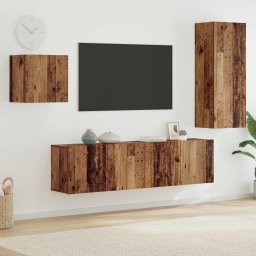Cabinet TV Pe perete 4 pcs Lemn Vechi Lemn compozit GartenMobel Dekor