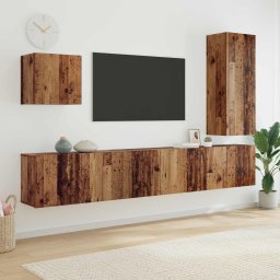 Unitate TV de Perete Pe perete 5 pcs Lemn Vechi Lemn compozit GartenMobel Dekor