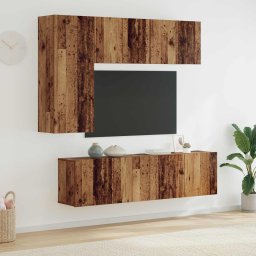 Unitate TV de Perete Pe perete 5 pcs Lemn Vechi Lemn compozit GartenMobel Dekor