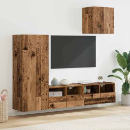 Unitati pentru Pereti de TV 4 pcs Lemn Vechi Lemn compozit GartenMobel Dekor