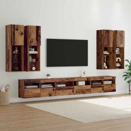 Set Dulap pentru Televizor Montat pe Perete 7 pcs Lemn Vechi GartenMobel Dekor