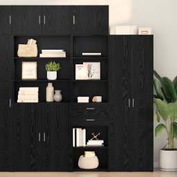Bufet Pe perete Stejar Negru 50 x 42,5 x 225 cm Lemn compozit GartenMobel Dekor