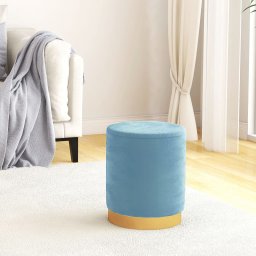 Taburet depozitare rotund, albastru deschis, catifea 31 x 37 cm GartenMobel Dekor