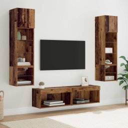 Unitate TV de Perete Pe perete 6 pcs Lemn Vechi Lemn compozit GartenMobel Dekor