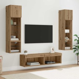Unitate TV de Perete 6 pcs Stejar Artizanal Lemn compozit GartenMobel Dekor