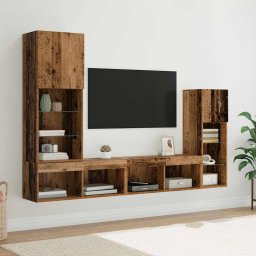 Unitati pentru Pereti de TV 4 pcs Lemn vechi Lemn compozit GartenMobel Dekor