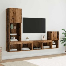 Unitati pentru Pereti de TV Pe perete Lemn Vechi Lemn compozit GartenMobel Dekor