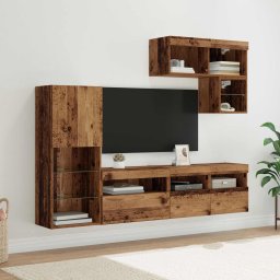 Unitati pentru Pereti de TV 6 pcs Lemn vechi Lemn compozit GartenMobel Dekor