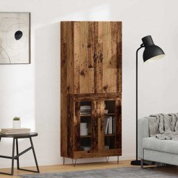 Bufet 2 pcs Lemn vechi Lemn tehnic si sticla GartenMobel Dekor