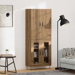 Bufet 2 pcs Stejar Artizanal Lemn tehnic si sticla GartenMobel Dekor