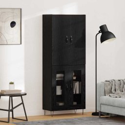 Bufet 2 pcs Stejar Negru Lemn tehnic si sticla GartenMobel Dekor