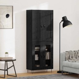Bufet Stejar Negru 69,5 x 34 x 180 cm Lemn compozit GartenMobel Dekor