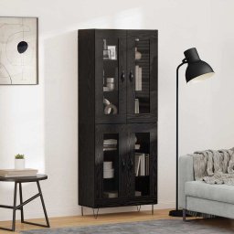 Bufet Stejar Negru 69,5 x 34 x 180 cm Lemn compozit GartenMobel Dekor