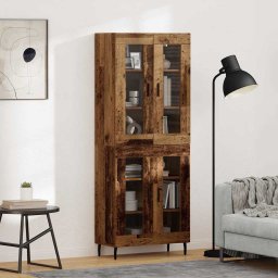 Bufet 2 pcs Lemn vechi Lemn Stratificat si Sticla GartenMobel Dekor
