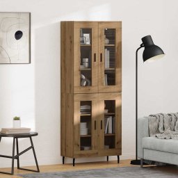Bufet 2 pcs Stejar Artizanal Lemn Stratificat si Sticla GartenMobel Dekor