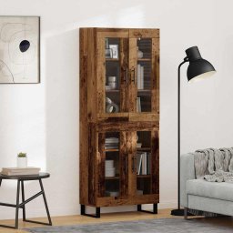 Bufet 2 pcs Lemn Vechi Lemn Stratificat si Sticla GartenMobel Dekor