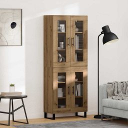 Bufet 2 pcs Stejar Artizanal Lemn Stratificat si Sticla GartenMobel Dekor