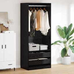 Dulap cu sertar Stejar Negru 80 x 50 x 200 cm Lemn compozit GartenMobel Dekor