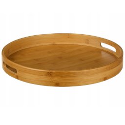 Tava de servire rotunda 5Five din bambus si MDF, 40 cm, maro natur