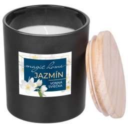 Lumanare parfumata MagicHome cu iasomie, pahar din sticla mata neagra