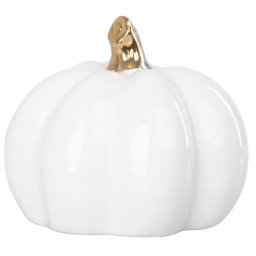 Dovleac decorativ alb din portelan cu codita aurie MagicHome
